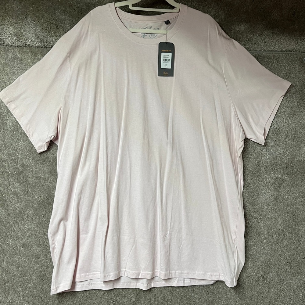Johnny Bigg Mens Essential Shirt Size 4XL Pale Pink Relaxed Oversized Casual NWT